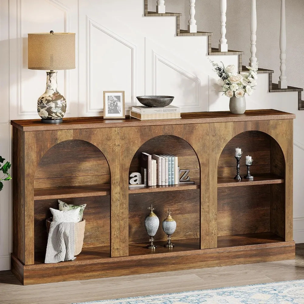 63" 3-Arched Farmhouse Entertainment Center/Console Table
