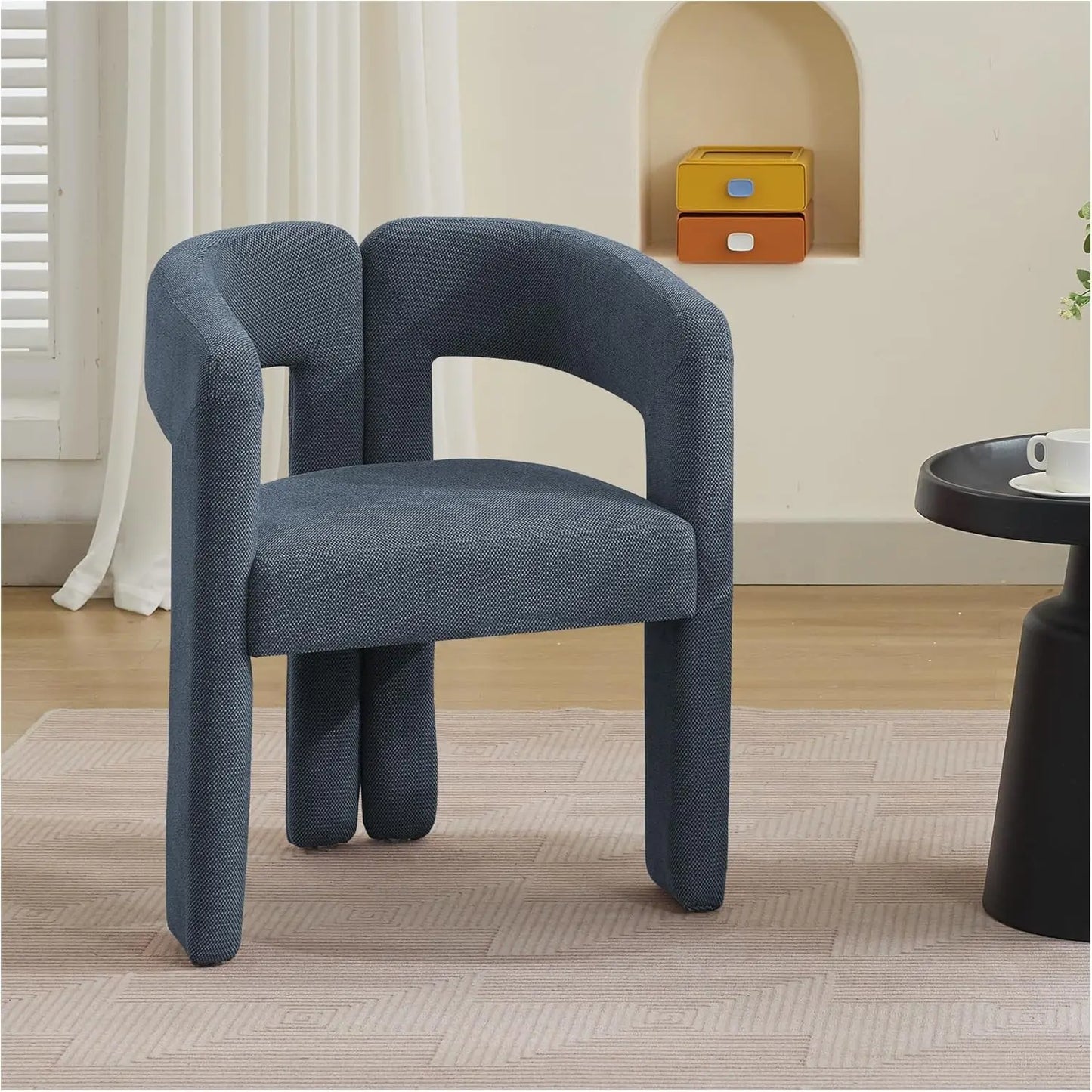 Modern Barrel Linen Dining Chairs Set of 2