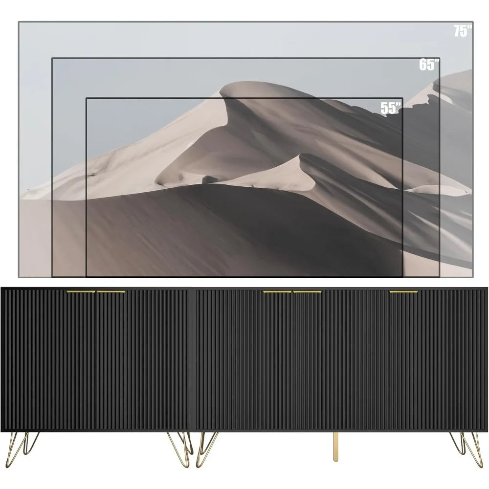 79" Modern 5 Cabinet Fluted Entertainment Center