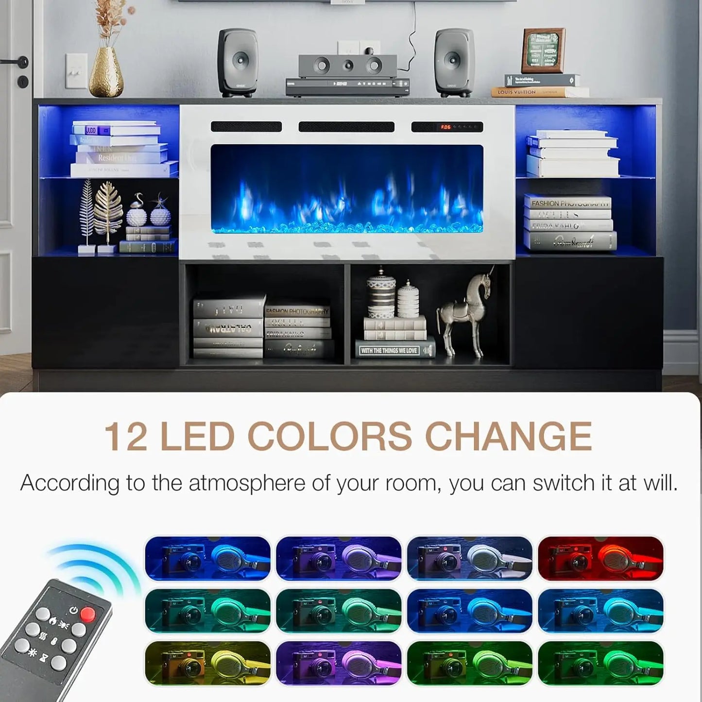 68" Fireplace & Storage Entertainment Center