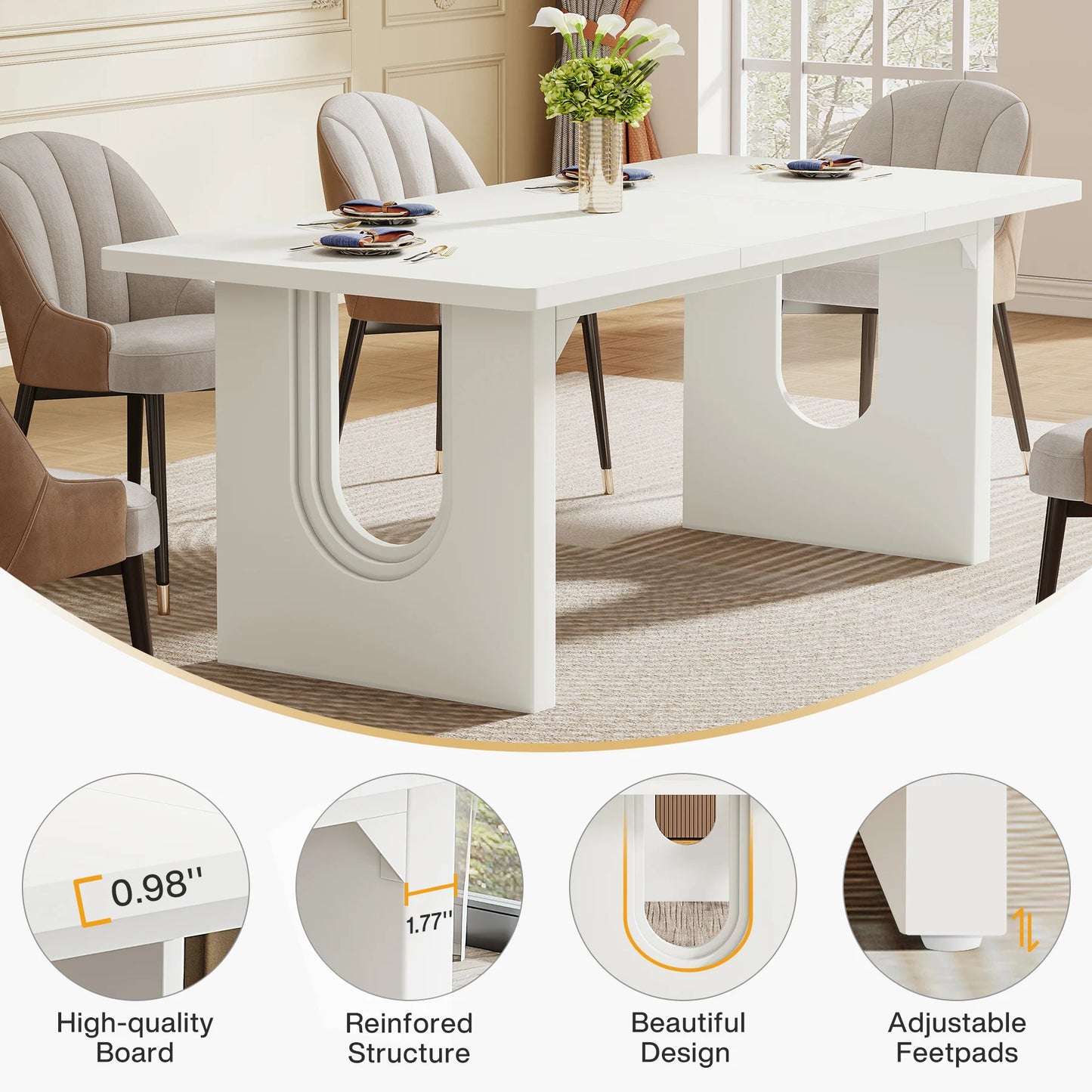71" Modern Wood Dining Table