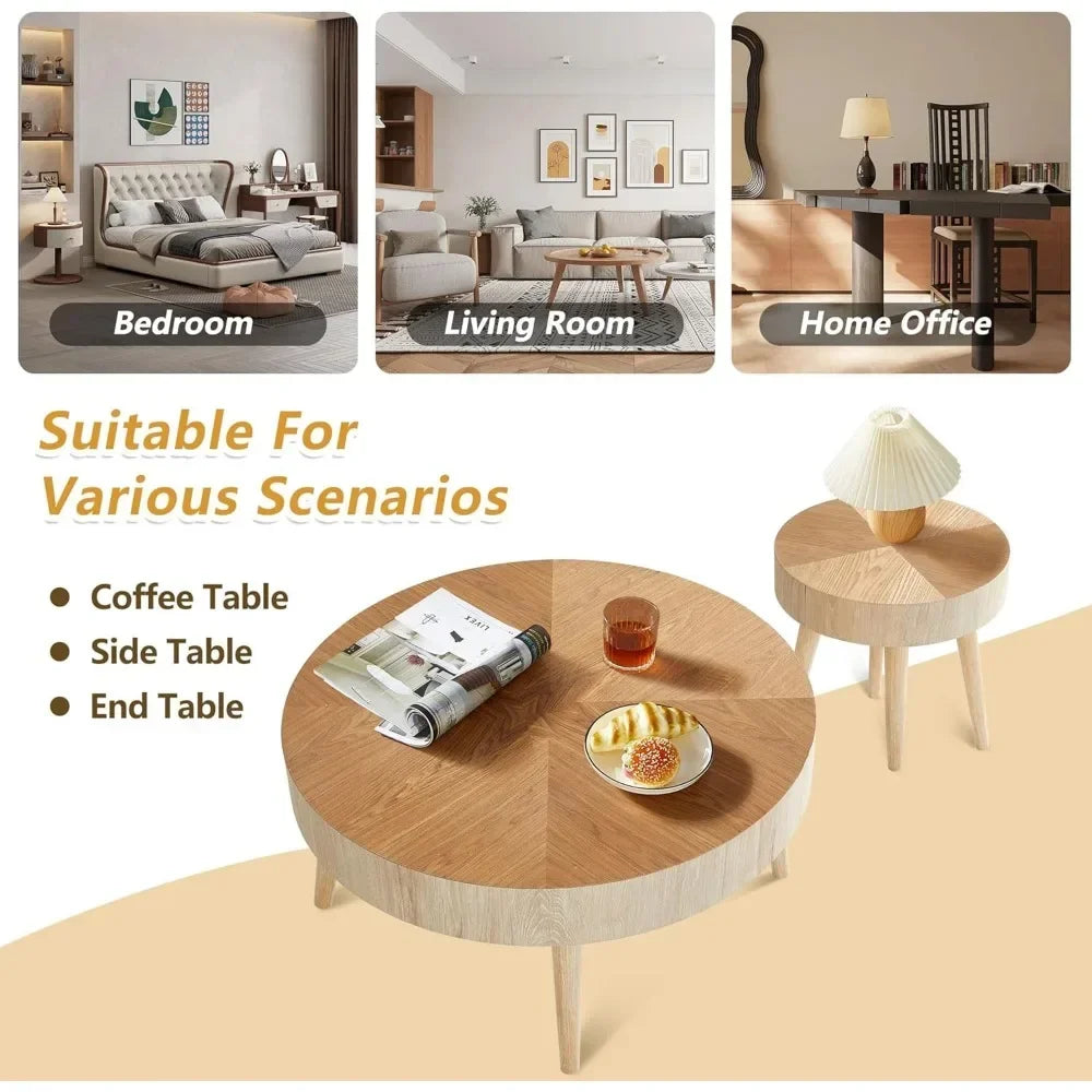 Modern Round Coffee Table Set of 2