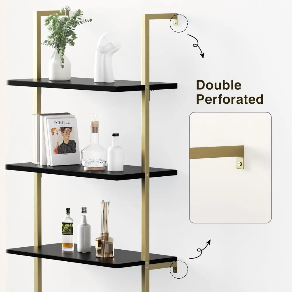Set of 2 Ladder Bookshelf with Cabinet