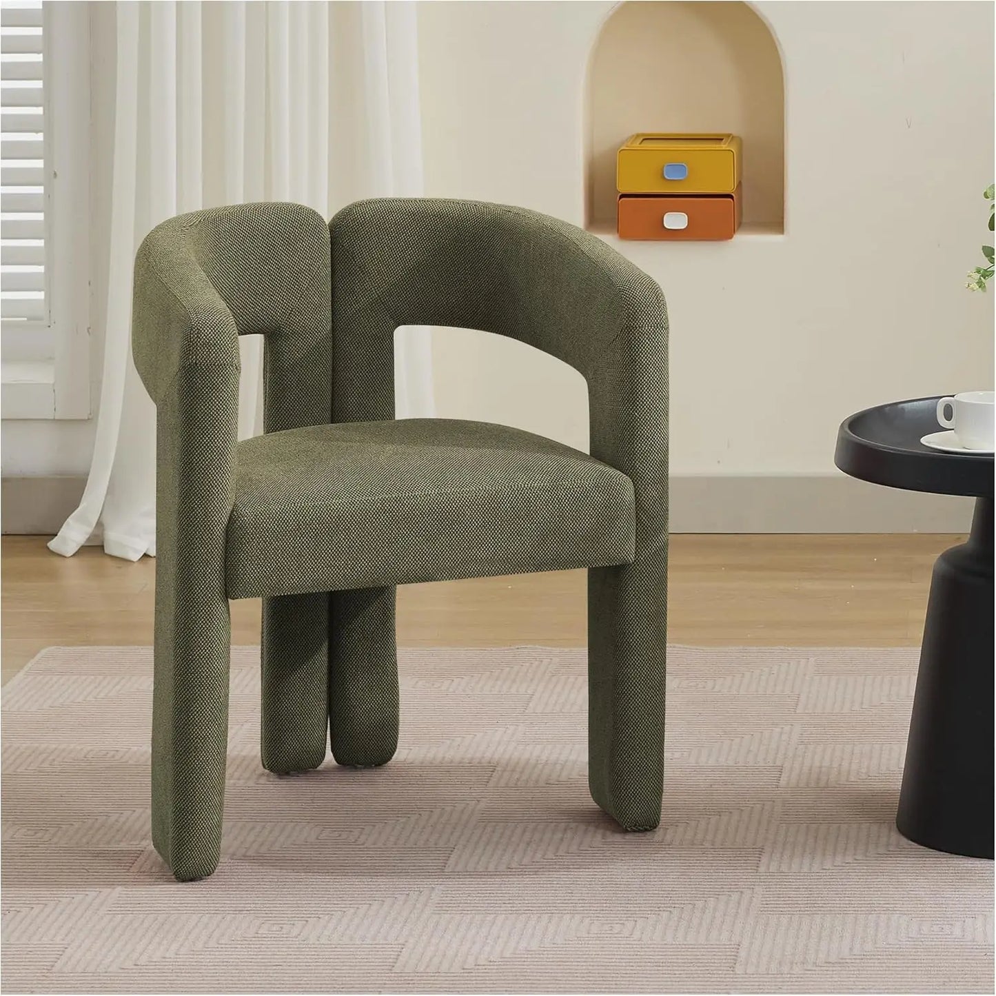 Modern Barrel Linen Dining Chairs Set of 2