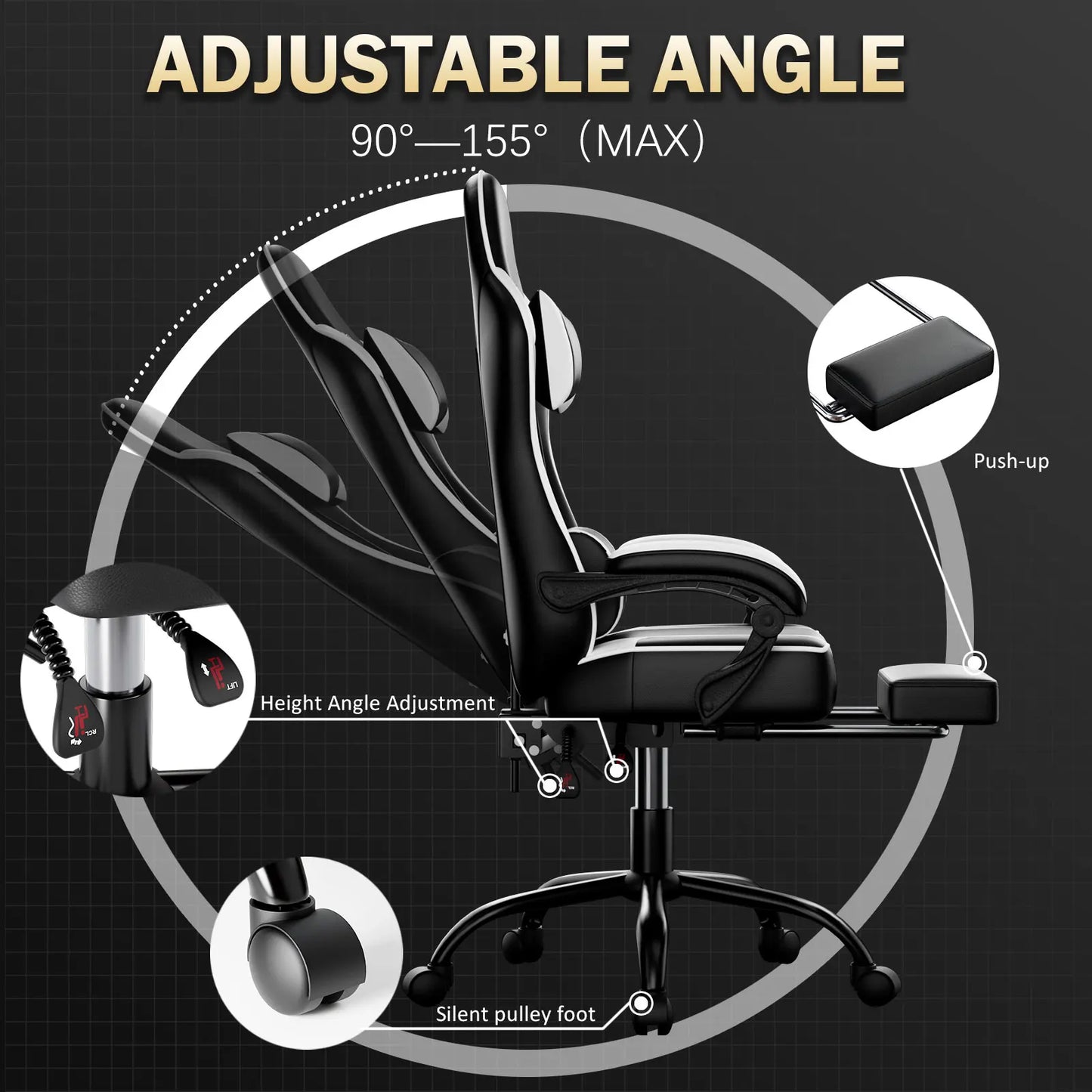 Adjustable Gaming Chair - Lumbar & Leg Support
