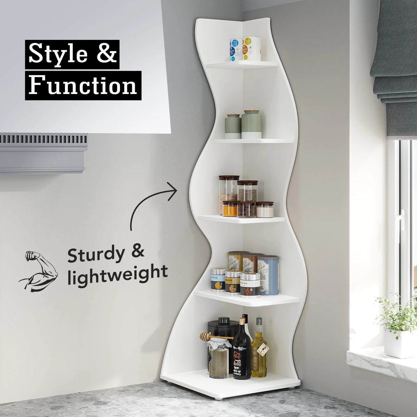 Modern Wavy Corner Shelf