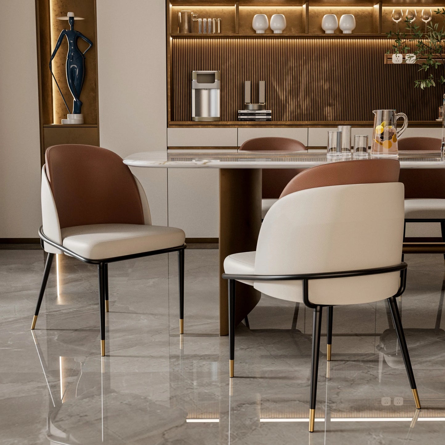 Modern Faux Leather Dining Chairs, Set of 2