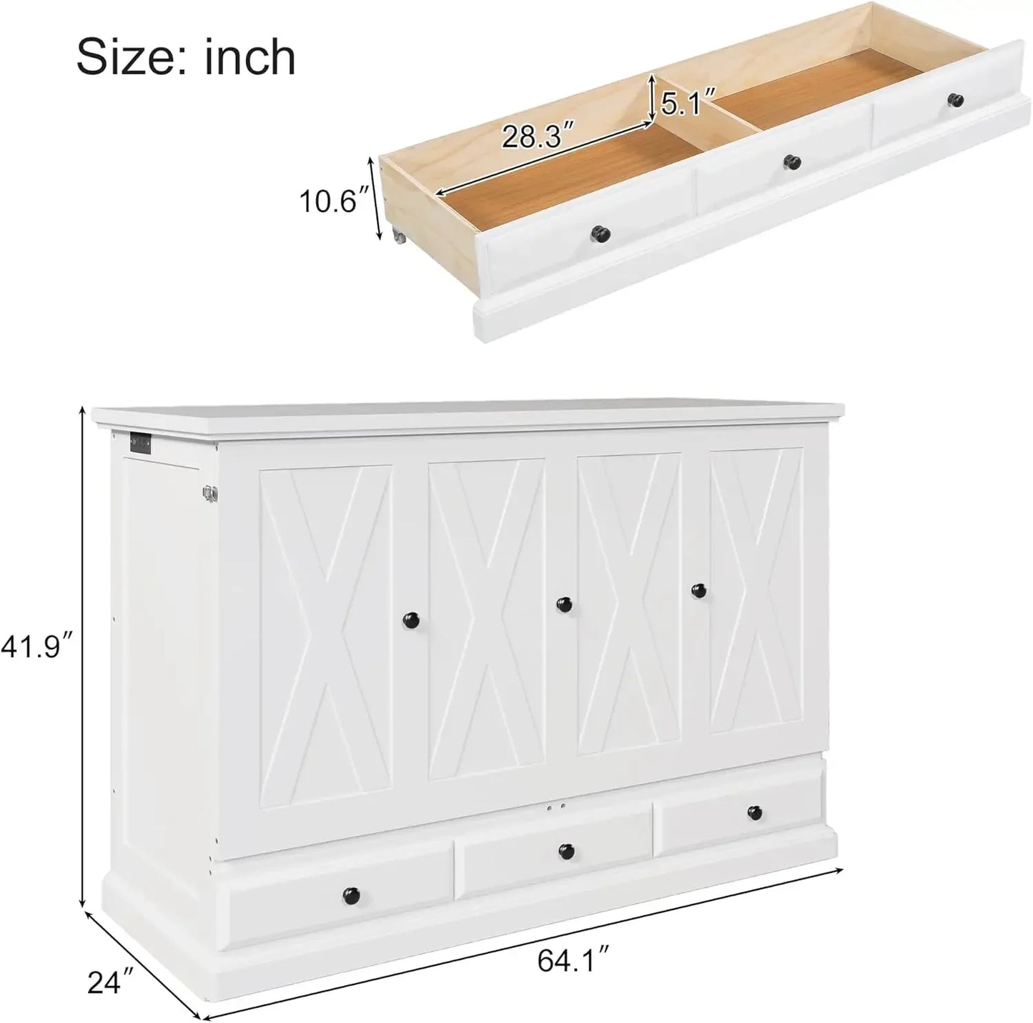 Solid Pine Full Murphy Bed