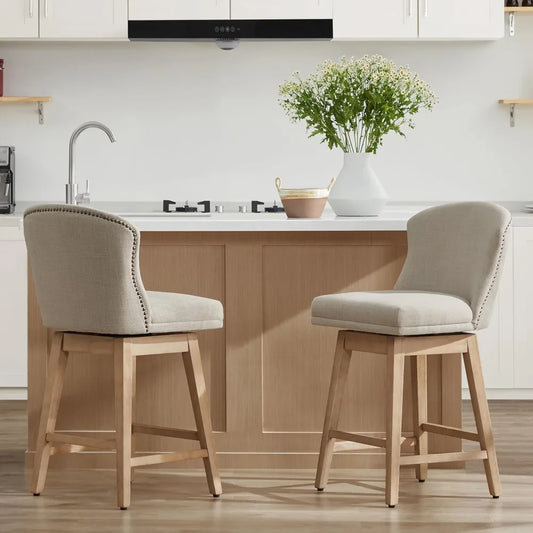Upholstered Swivel Bar Stools Set of 2