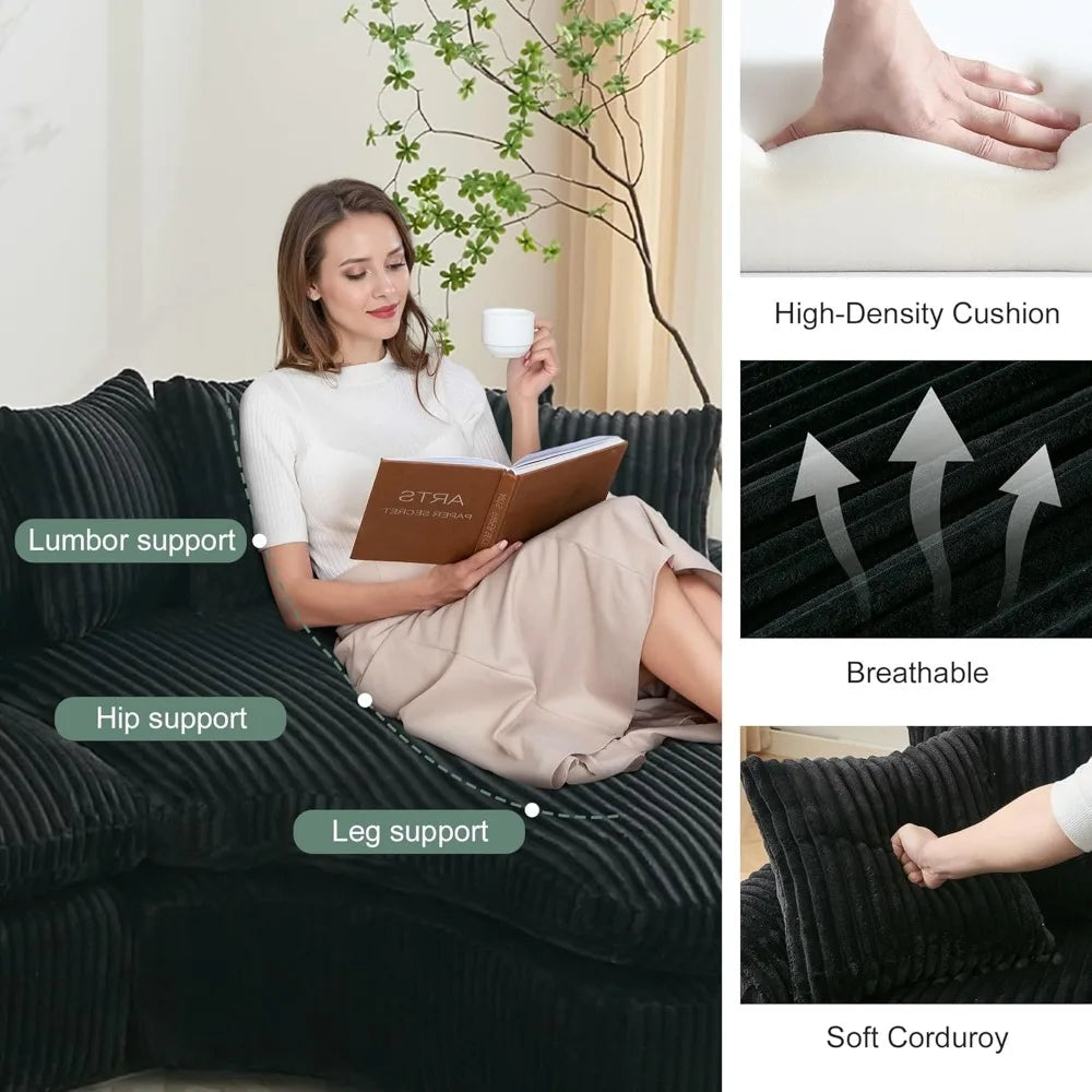 127'' Curved Cloud Corduroy Couch