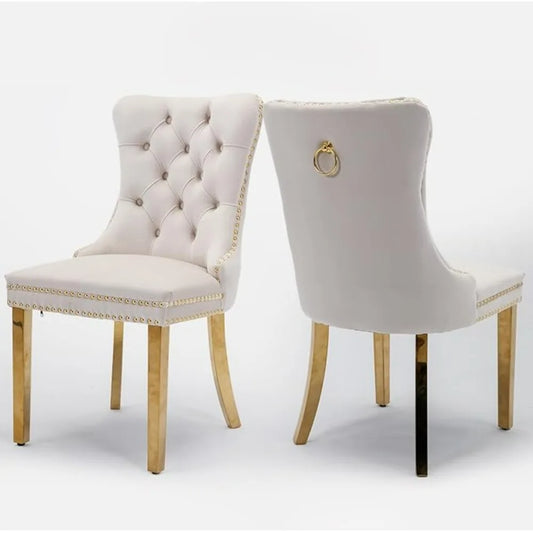 Velvet Upholstered Dining Chairs Set of 2