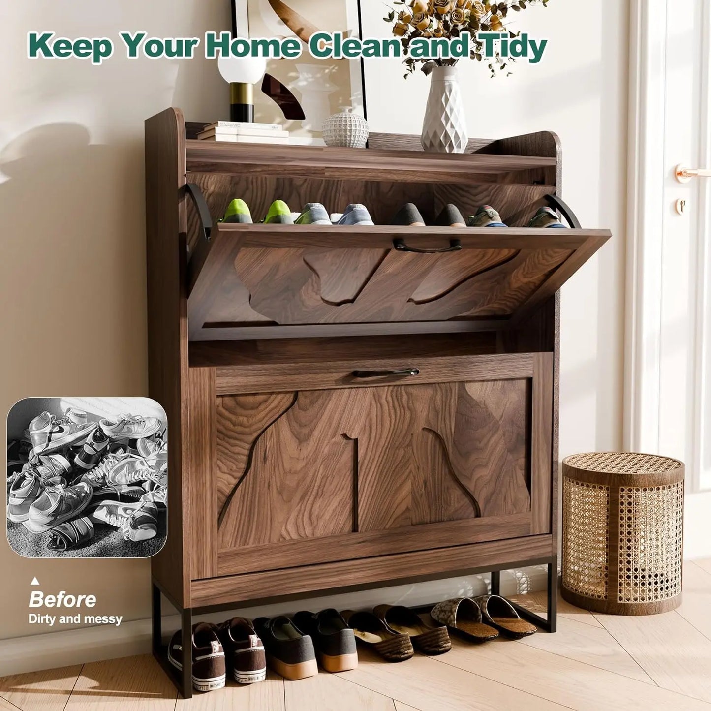 Shoe Storage With Flip Drawer