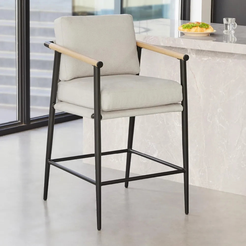 Mid Century Modern Upholstered Barstool Set of 2