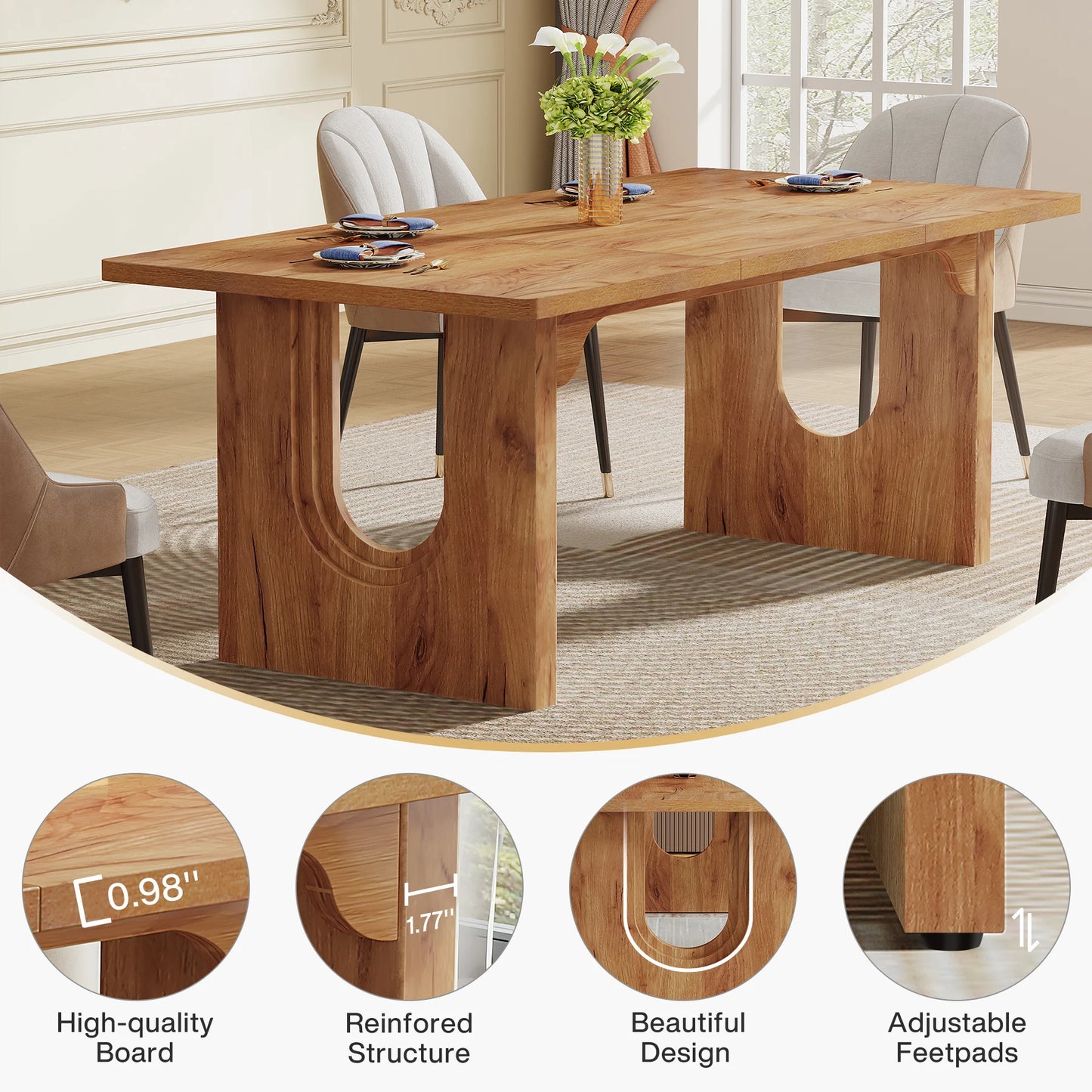 71" Modern Wood Dining Table