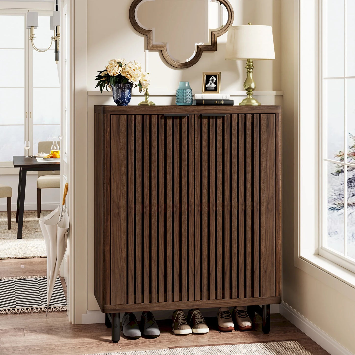 6-Tier Fluted Shoe Cabinet