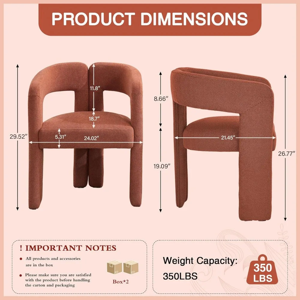 Modern Barrel Linen Dining Chairs Set of 2