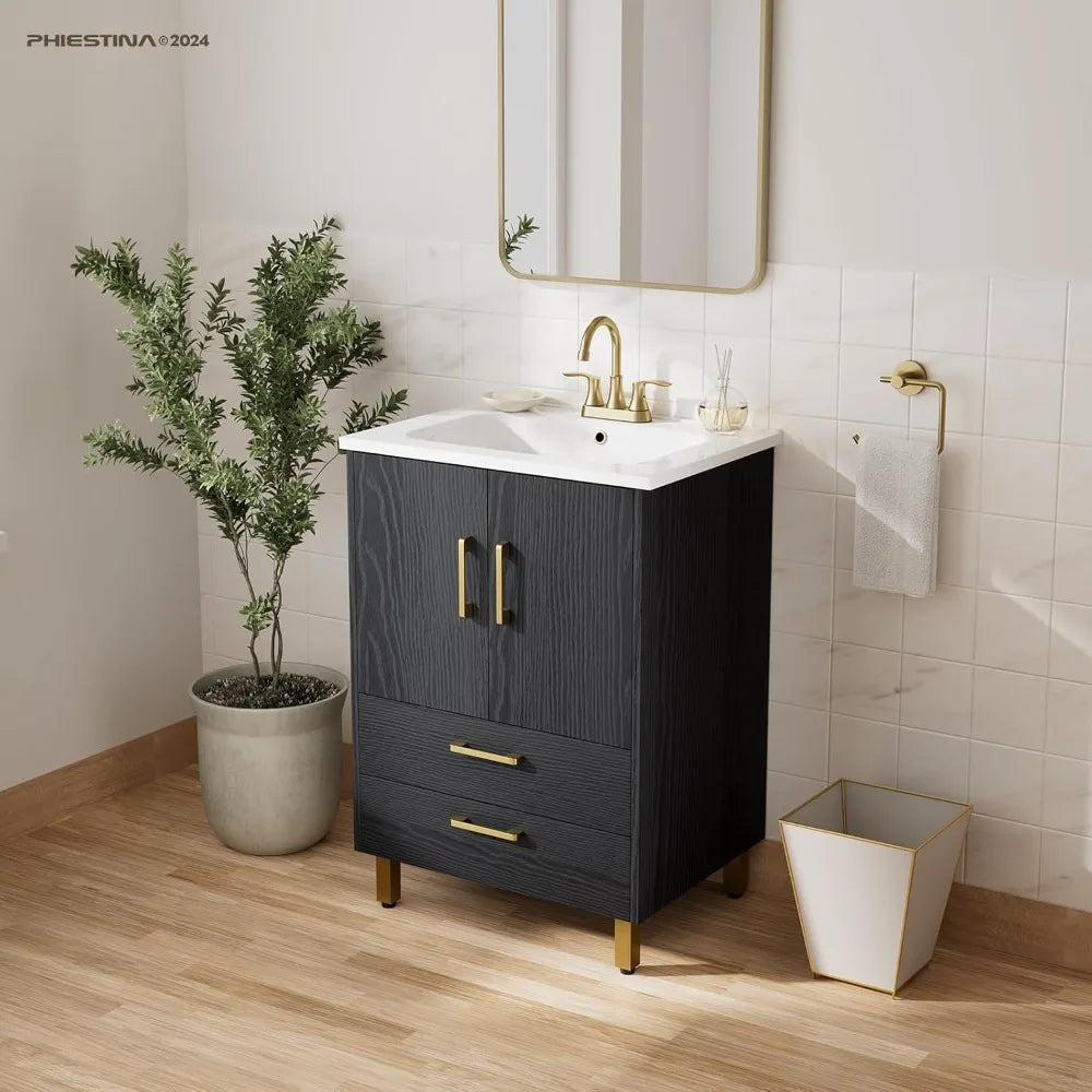 24" Bathroom Vanity with 2 Soft Close Doors and Drawers