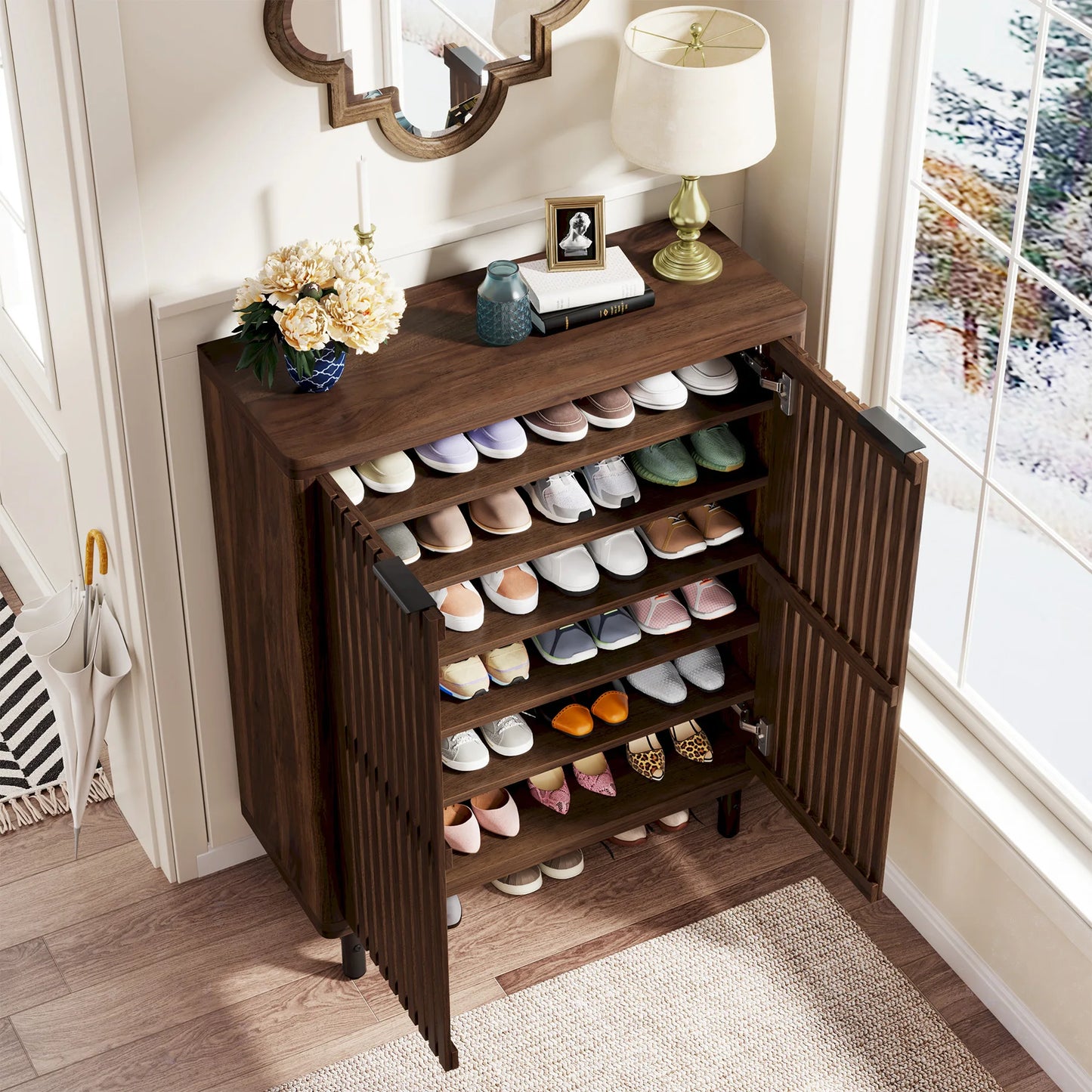 6-Tier Fluted Shoe Cabinet
