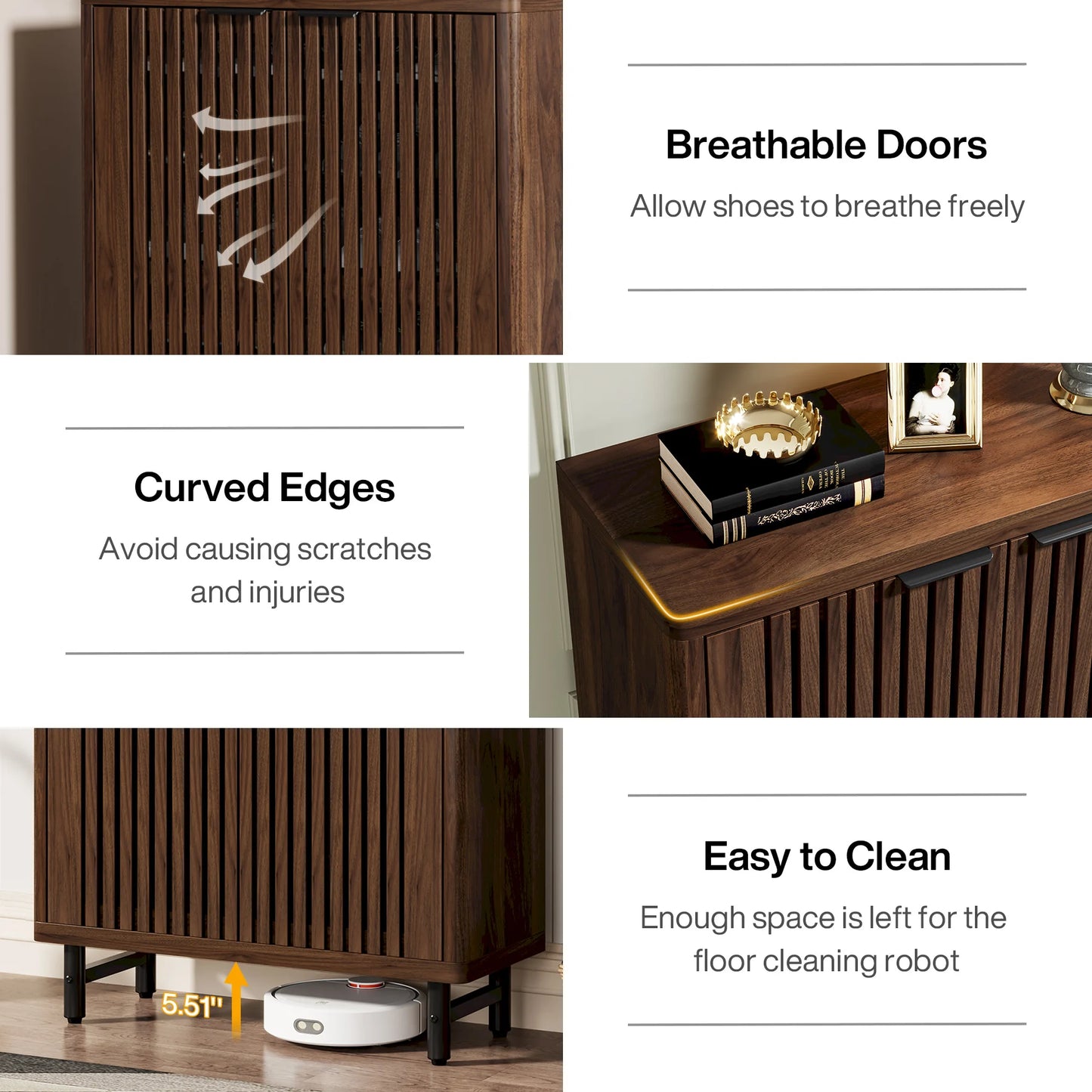 6-Tier Fluted Shoe Cabinet
