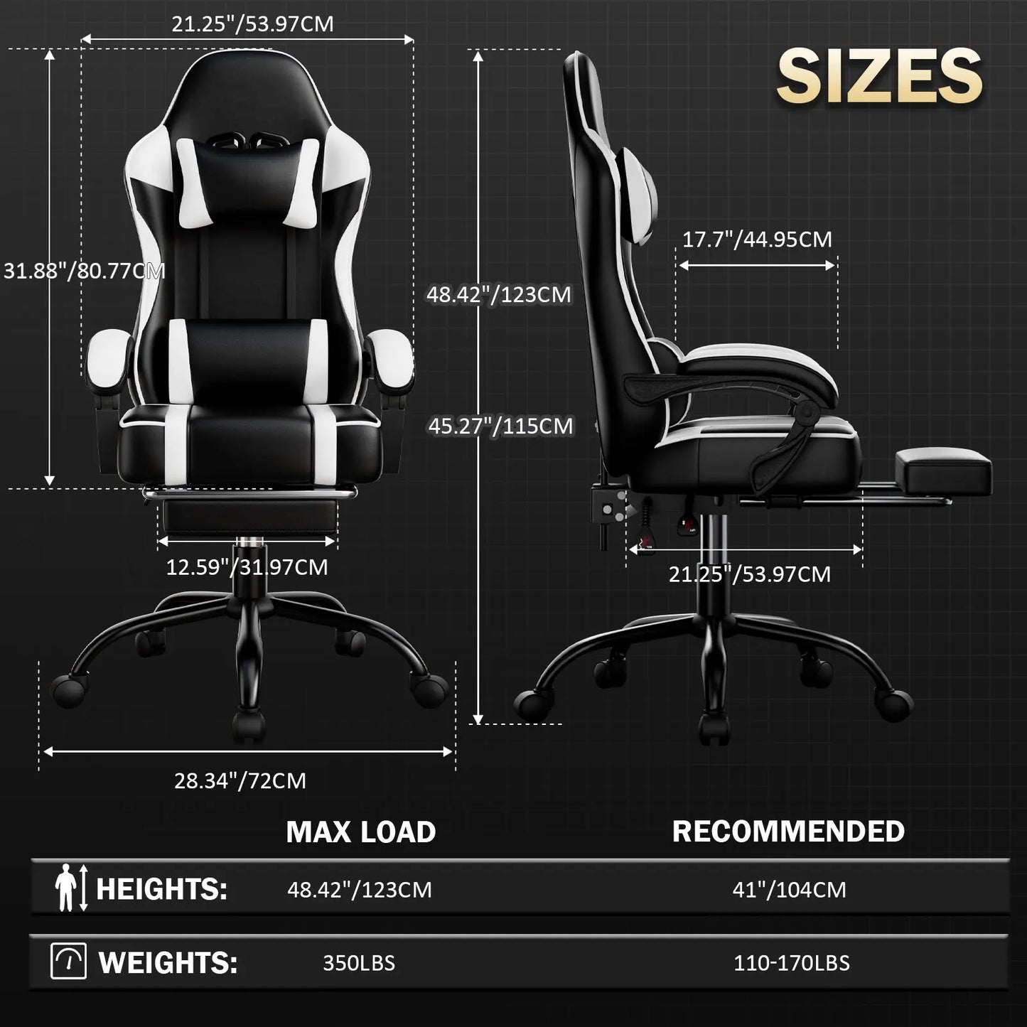 Adjustable Gaming Chair - Lumbar & Leg Support