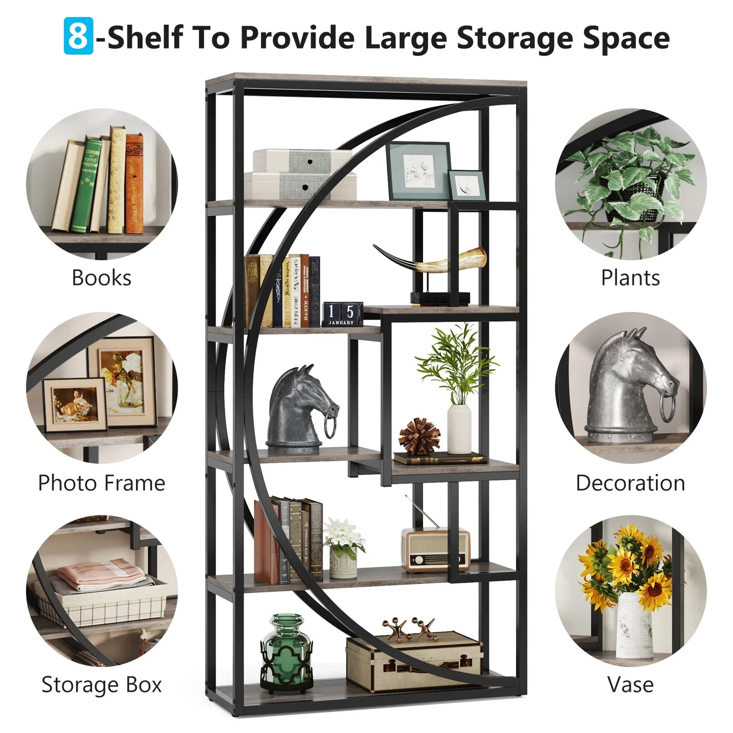 71" 5 Tier Etagere Bookcase