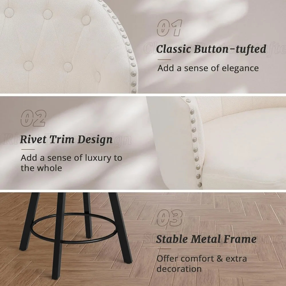 Swivel Fabric Upholstered Bar Stools Set of 3