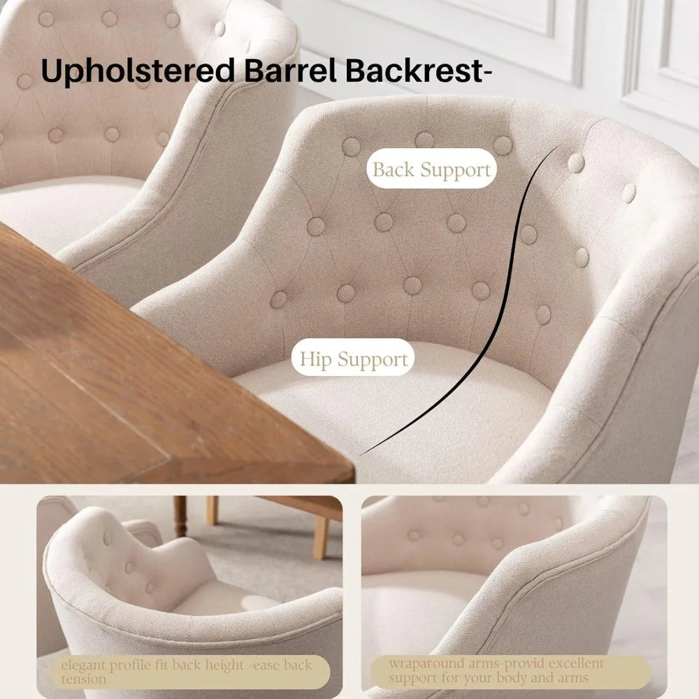 Linen Upholstered Dining Chairs Set of 4