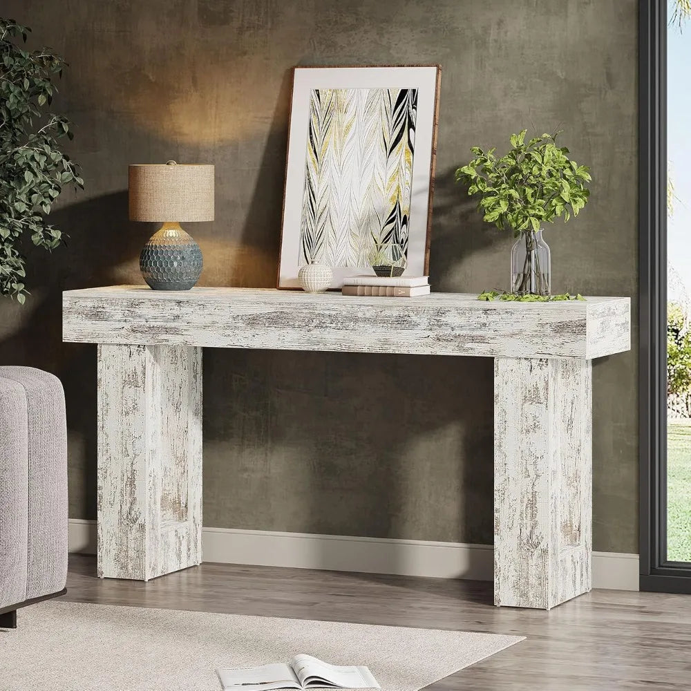 63" Farmhouse Wooden Rectangular Console Table