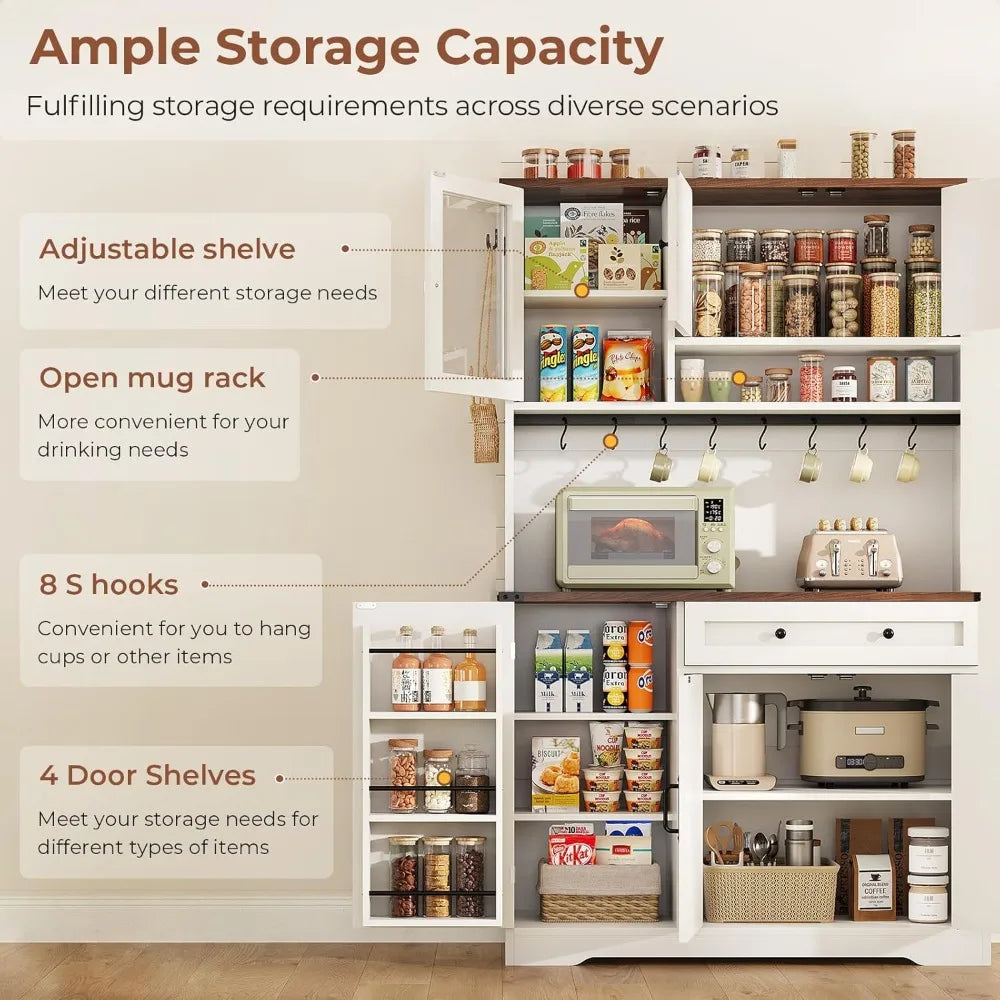 71" Barn-Style Kitchen Hutch Pantry