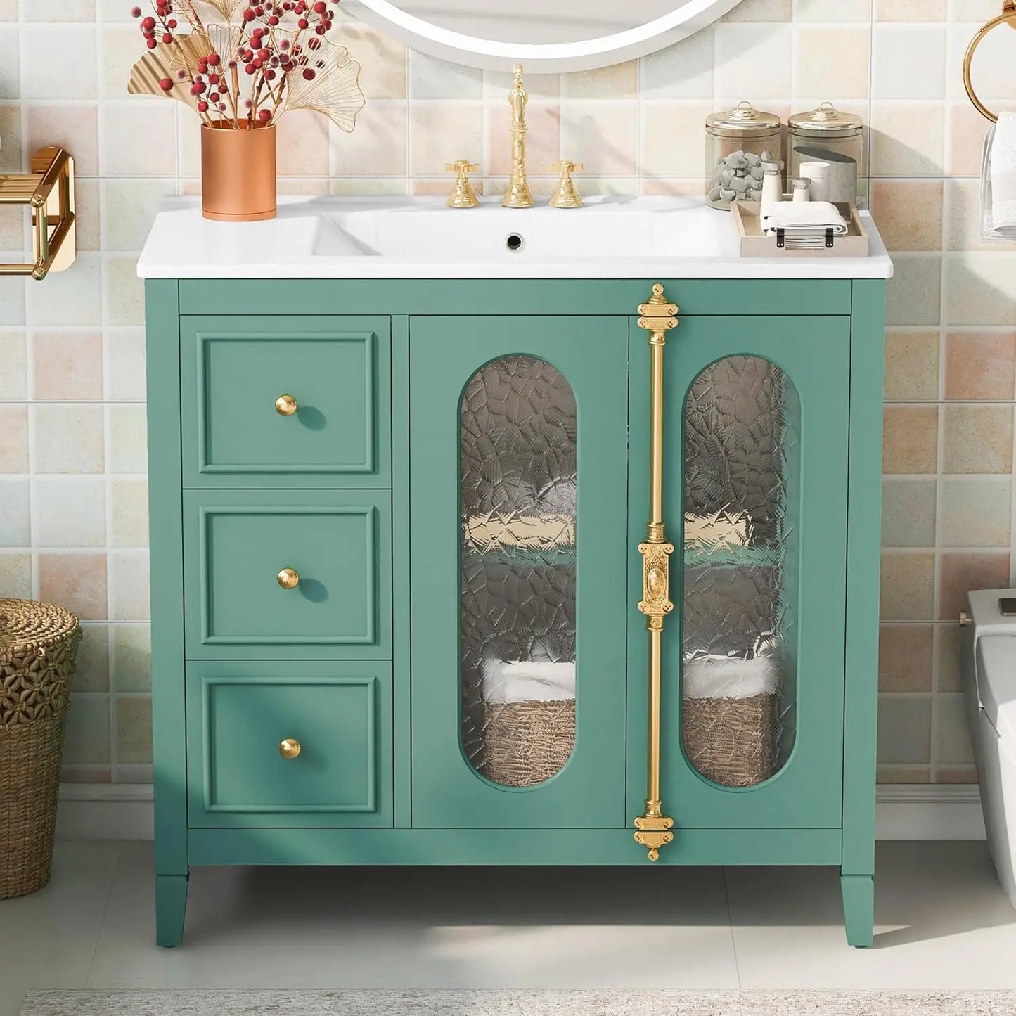 French Vinatge Bathroom Vanity with Sink