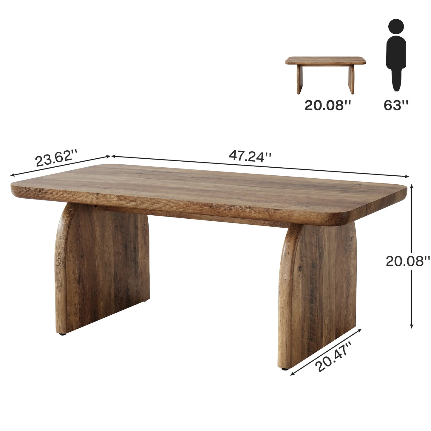 47" Farmhouse Rectangular Coffee Table