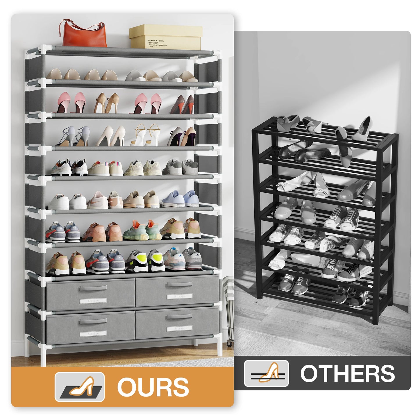 7-Tier Shoe Rack With 4 Drawers