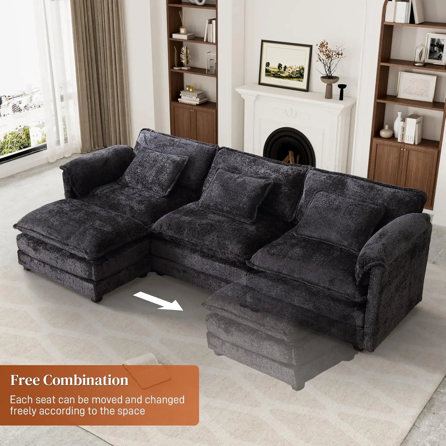 112" Chenille Cloud Sofa