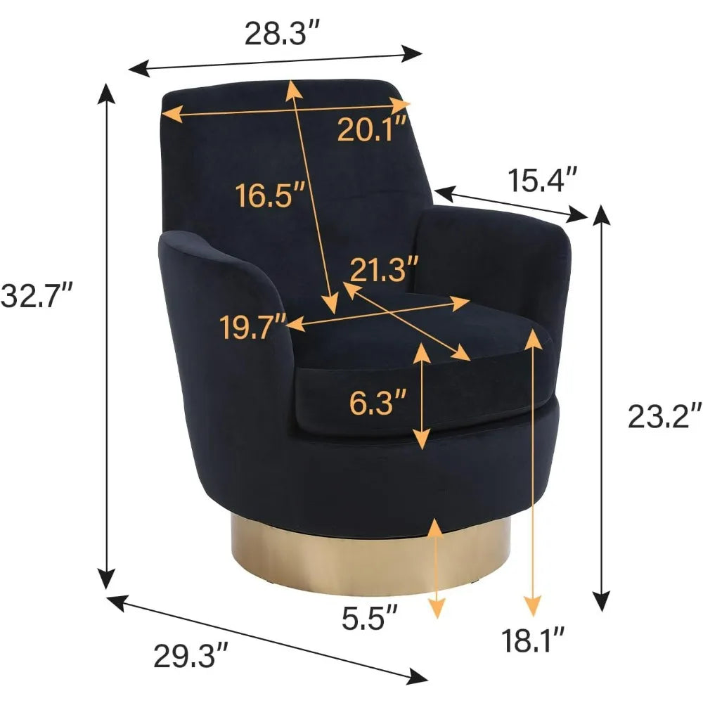 Velvet Swivel Bucket Chair Set of 2