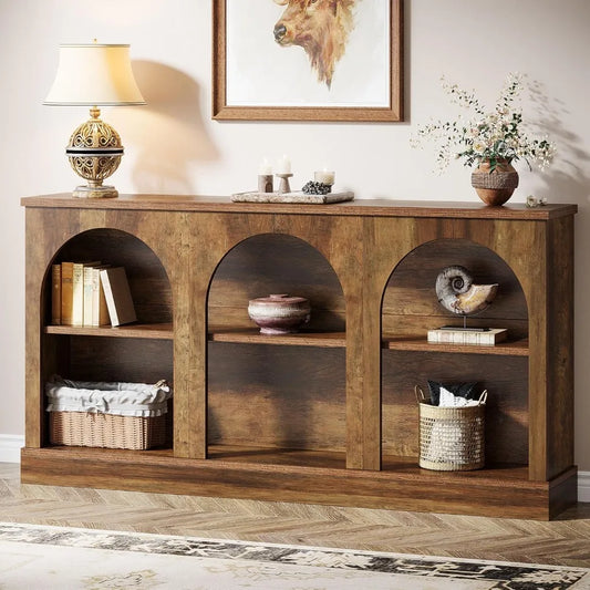 63" 3-Arched Farmhouse Entertainment Center/Console Table