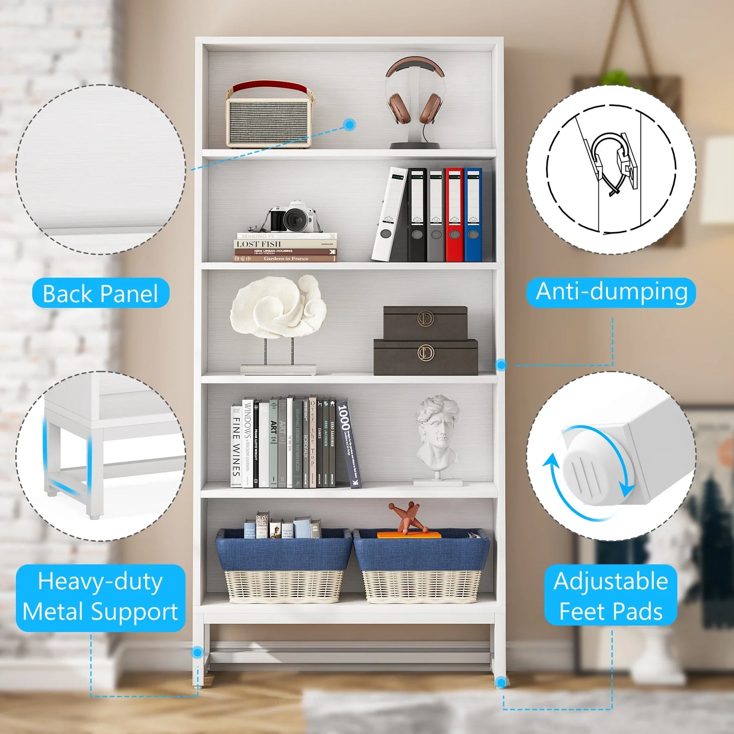 71" Bookcase with LED Lights