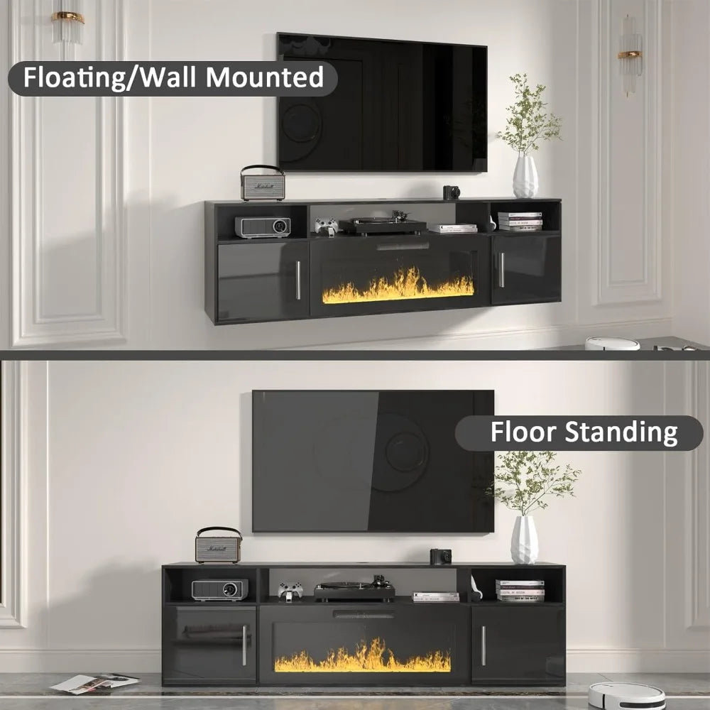 70" Floating Fireplace Entertainment Center