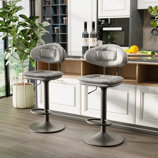 Set of 2 Gray Padded Adjustable Swivel Chair