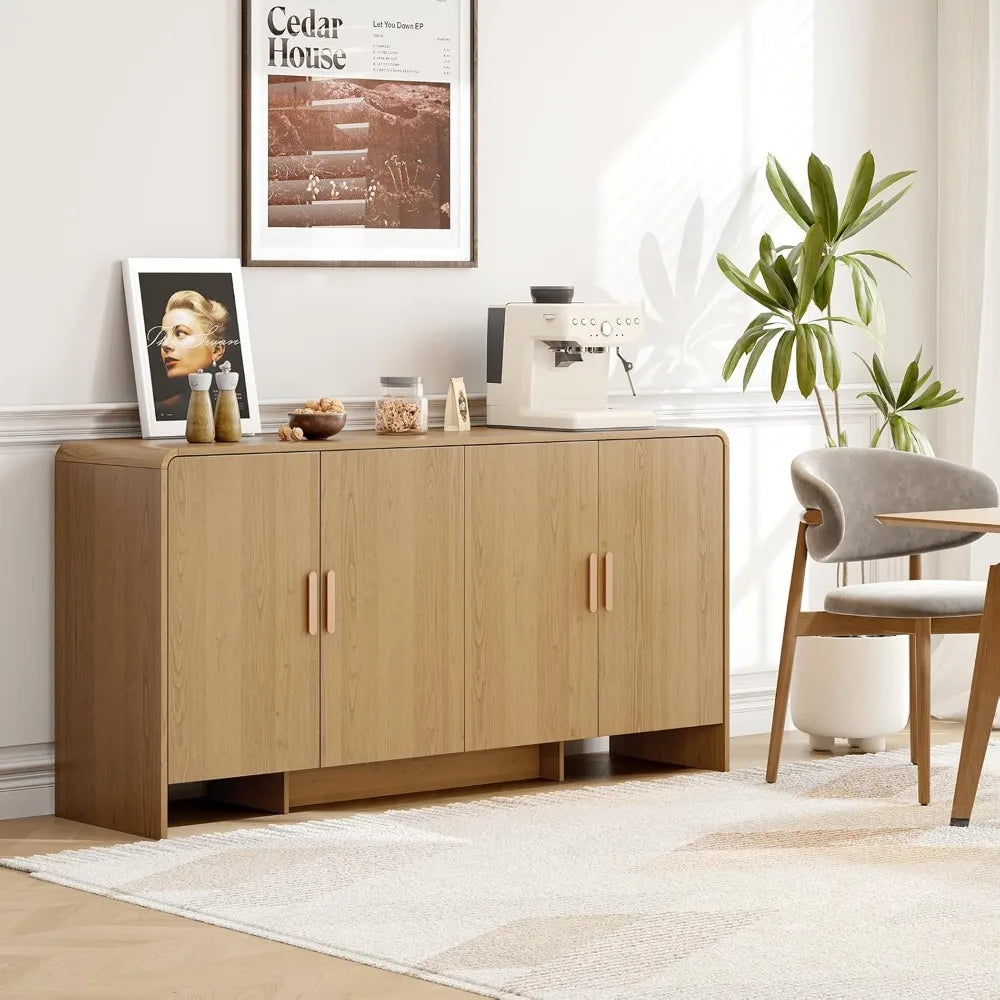 60" Modern Curved Buffet Cabinet with Storage