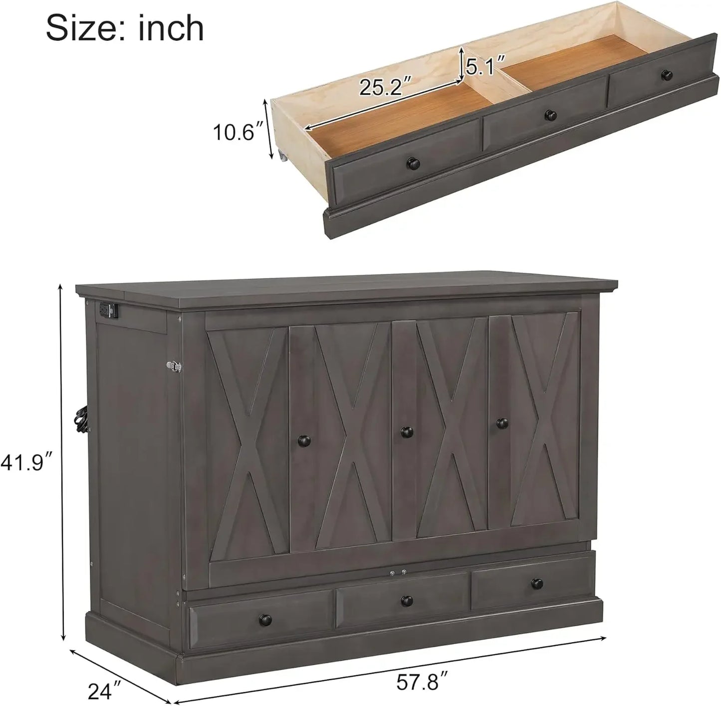 Solid Pine Full Murphy Bed